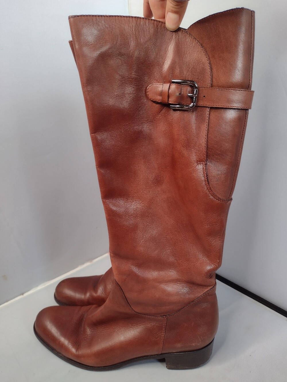 Sesto Meucci Leather Knee High Riding Boots  Womens 8.5 Brown Equestrian A5